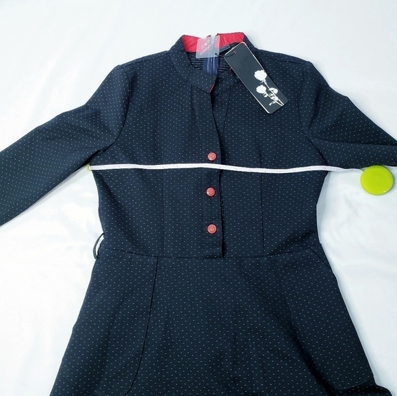 NWT Cyanine Sea Polka Dot Fit & Flare Dress Pin-up Rockabilly - Picture 6 of 11